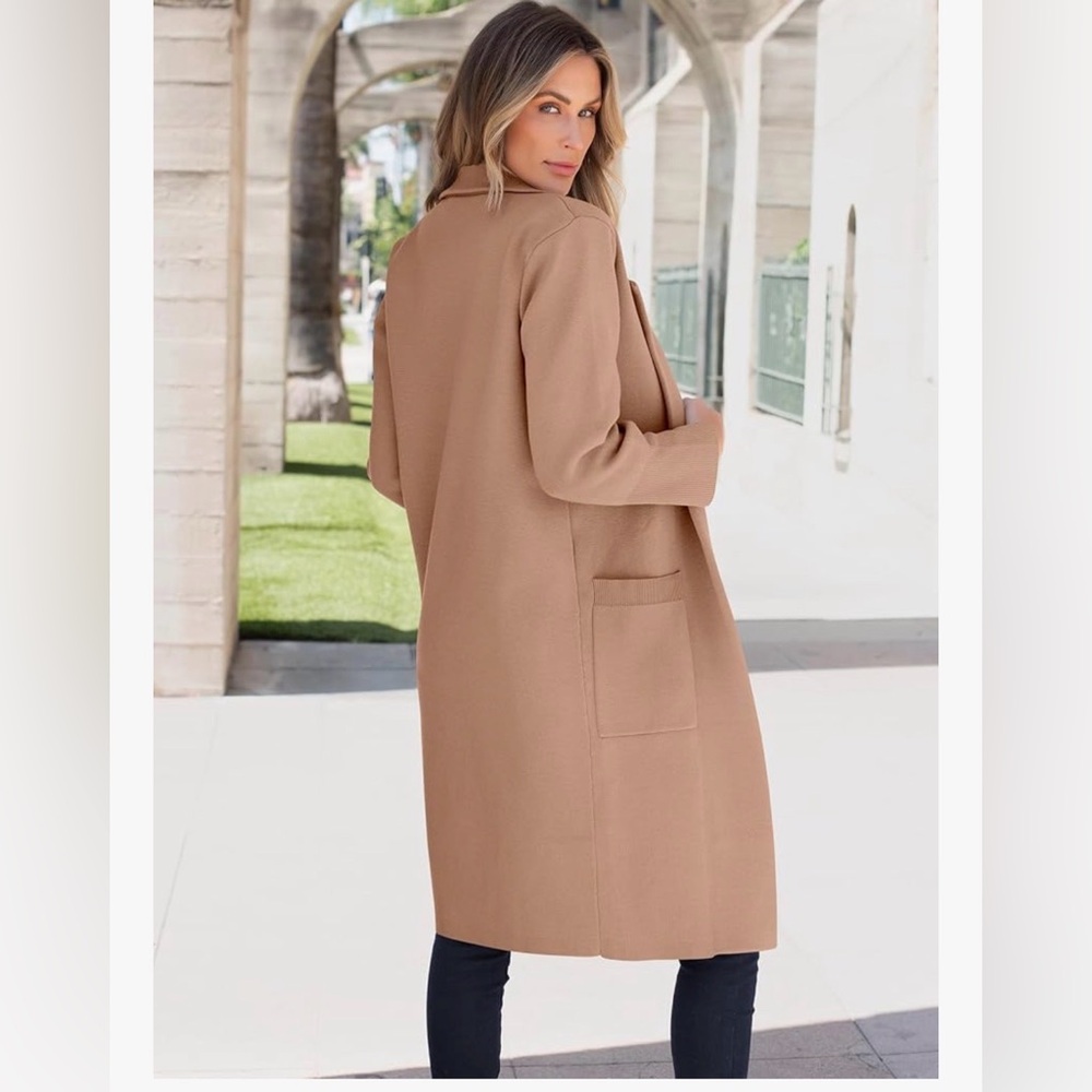 Anrabess tan khaki duster sweater cardigan size large